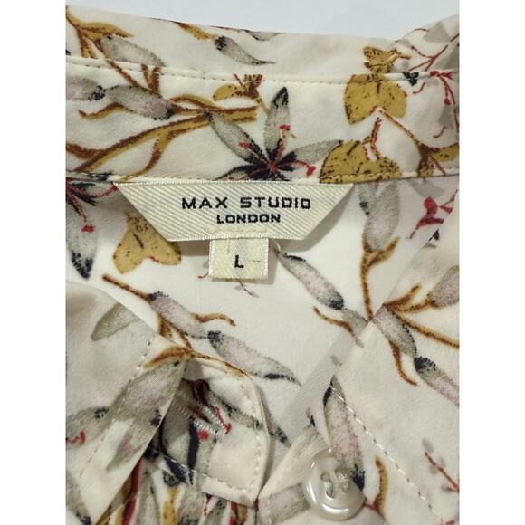 Max Studio Floral Long Sleeve Button Up Blouse Size Large (030) - Picture 3 of 12